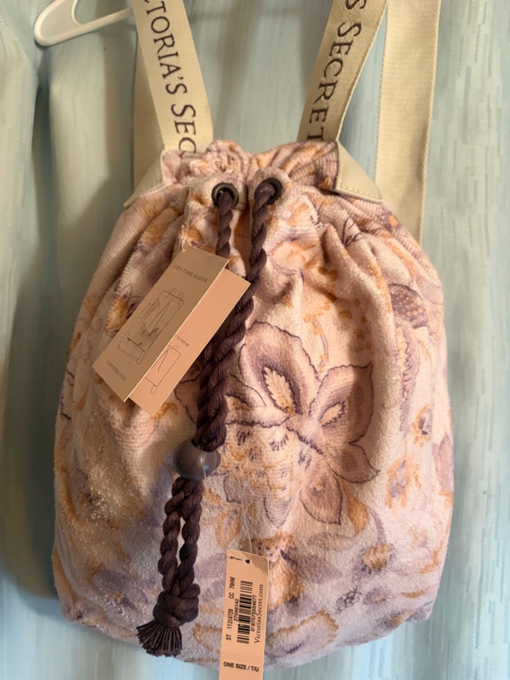 NWT Victoria’s Secret 2-in-1 Packable Beach Towel Backpack - Lavender Floral